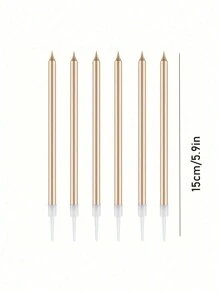 蛋糕蜡烛 - 持久耐用，可计数，纤细设计，是生日庆祝的理想之选 - 为甜点桌增添魅力，是完美生日派对和节日装饰的必备蛋糕装饰品 - 彩色 - 查看 6