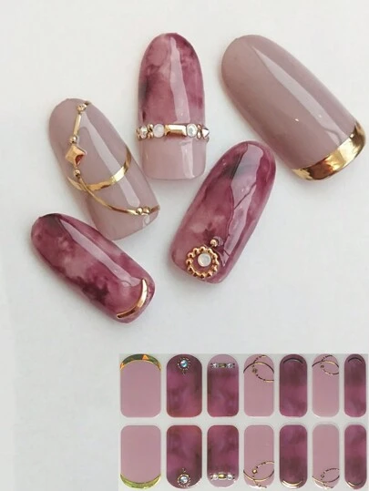 3D Tie Dye Marble Nail Stickers, Dark Color Ink Effect DIY Nail Art Decals, Popular For Autumn/Winter Nails Nail Supplies