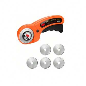 45mm Rotary Cutter With 5 Replacement Blades Safety Lock Rotary Cutter Set Sewing Cutting Tool For Fabric Papers Leather Crafts