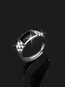 1 Stück verstellbarer offener Ring, hypoallergen kariertes Muster, Unisex Modeaccessoire geeignet für den täglichen Gebrauch und als Geschenk, perfekt für Valentinstag, Weihnachten und Muttertag