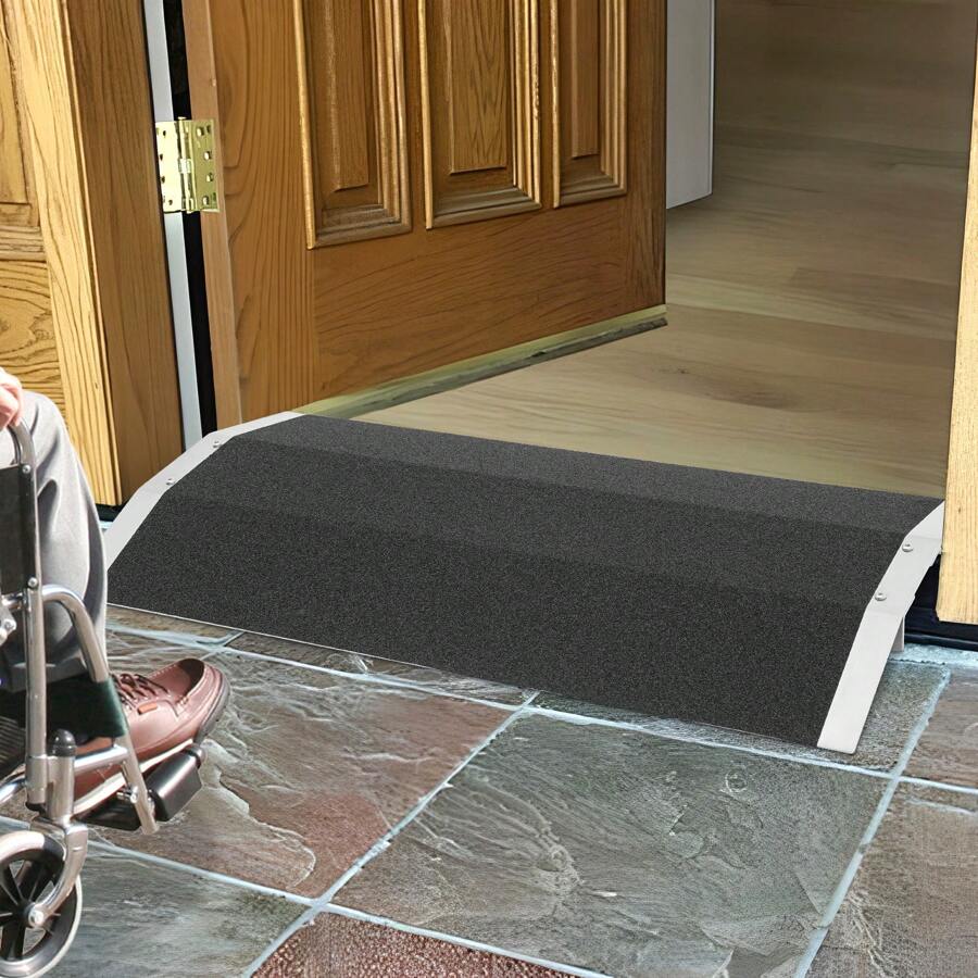 kangten Threshold Ramp With Non-Slip Surface, Door Threshold Ramp Max 300kg/661.39 Lbs, Aluminium Alloy - Black and Silver - View 1