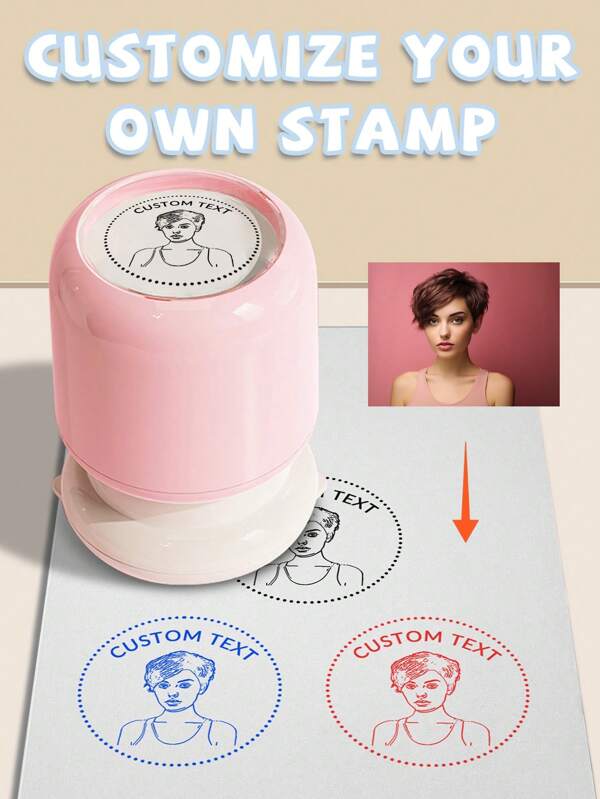 1 Stück benutzerdefinierbarer kreisförmiger lichtempfindlicher Stempel, 3 Rahmenoptionen erhältlich, minimalistisches Design, senden Sie ein benutzerdefiniertes Bild, um einen personalisierten Stempel für Studium, Büro, Alltagsleben, Schulbeginn, Schulmaterial zu erstellen