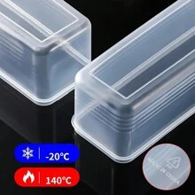 1/2/4/6/8/10 件装长方形食品储物盒，可重复使用塑料冰箱收纳盒，适用于存放葱、欧芹、香菜、大蒜、面条、鸡蛋等，带盖，手洗，厨房必备品（9.84英寸/1.97英寸/2.56英寸） - 透明 - 查看 10