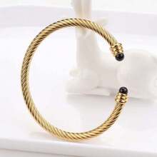 1 Piece Of Classic Retro Punk Stainless Steel 18K Gold-Plated Open Bracelet, Suitable For Daily Wear By Women. - Multicolor - View 2
