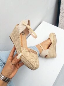 Women's Wedge Espadrilles, With High Platform, New Spring 2025 Collection, With A Very Cute Flower Design For Women, Estimated Delivery 1-3 Business Days (Peninsula) - 米色 - 查看 1