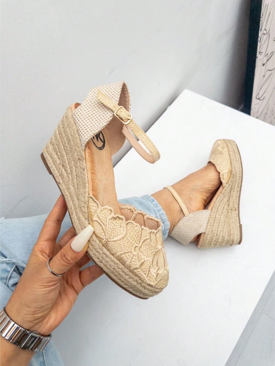 Women's Wedge Espadrilles, With High Platform, New Spring 2025 Collection, With A Very Cute Flower Design For Women, Estimated Delivery 1-3 Business Days (Peninsula) - 米色 - 查看 1