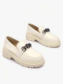Women's Lacquered Moccasins In Cream Color Adolos- Footwear - Beige - View 7