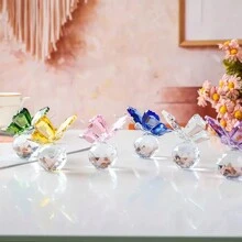1pc Artificial Crystal Butterfly Figurine With Sphere - Handcrafted Glass Animal Statue, Collectible Decorative Ornament Home Decor Accent For Valentine's Day & Mother's Day Gifts Birthday Graduation