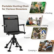 Lifezeal Swivel Hunting Chair With 4 360° Adjustable Legs Folding Silent Swivel Blind Chair Camouflage/Black - 黑色 - 查看 4