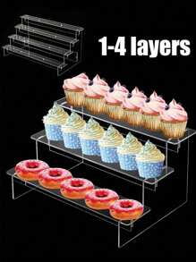 Suporte para pastelaria de 4 camadas, suporte para exposição de escada transparente, suporte para exposição de sobremesas de cupcake de escada montada, suporte para armazenamento de brinquedos de pé, bandeja de sushi, suporte em camadas para pratos frios de banquete e suporte para sobremesas, suporte para caixa cega, suporte para exibição de mão, escada de acrílico, suporte para armazenamento, decoração de casamento, suprimentos para festa de casamento, decorações de casamento, acessórios para casamento, suporte para bolo de casamento - Multicolorido - Ver 12