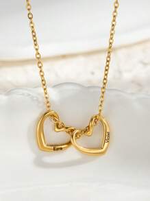 1Pc Minimalistische Gegraveerde Naam Hart Ketting, Gepersonaliseerde Hart Letter Hanger Ketting Voor Vriendin, Mode Gegraveerde 18K Vergulde Meerdere Teksten Familie Naam Ketting Sieraden, Kerstcadeau, Valentijnsdag Cadeau, Vriendschapscadeau, Huwelijkscadeau