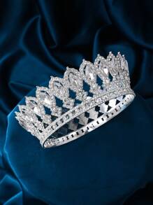 1 buc coroană rotundă aurie de lux, accesoriu metalic pentru păr, coroană de regină, decorațiune pentru petrecerea de nuntă, coafură elegantă pentru prințesă, recuzită pentru cosplay, petrecere de ziua de naștere pentru adulți, tiară de nuntă cu pietre accesorii de Ziua Îndrăgostiților - Aur - Vizualizare 5