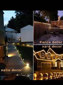 Luces de cadena LED solares impermeables, luces de tubo y cuerda, guirnalda navideña, luces de hadas, iluminación decorativa para exteriores y días festivos - Multicolor - Ver 7