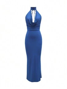 Sexy & Elegant Maxi Halter Pile Collar Dress,Daily Wear For Date,Outfit For Party,Wedding Dress