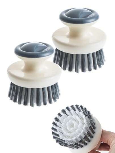 Set de 2/4 piezas, cepillo para lavar platos para limpiar tazones, fregaderos, ollas, verduras, frutas, estropajos de cocina, cepillo de limpieza de cocina con mango, herramienta de limpieza, artículos de limpieza, utensilios domésticos, herramienta útil, artículos esenciales para apartamentos y restaurantes