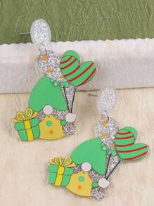 1 Pair Cute Cartoon Dwarf And Balloon Striped Boots Themed St. Patrick's Day Women's Earrings