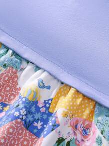 Girls Summer Dress, Young Girl Cap Sleeve Dress, Baby Fashionable Ruffled Sleeve Patchwork Princess Dress