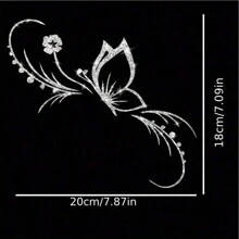 1buc Sparkling Fluture & Floral Decal reflectorizant pentru mașină - Vinil, autoadeziv pentru ferestre, motociclete și laptopuri