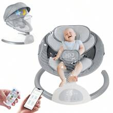 Columpio para bebés, portátil, eléctrico, con pantalla táctil,Silla mecedora para bebe,Moisés Plegable Con Colchón Y Mosquitero,mando a distancia,bluetooth - Gris - Ver 10