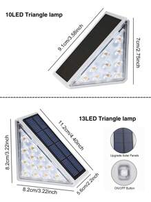 2/6PCS Outdoor Solar Triangle Light, Solar Staircase Light, Solar Landscape Light, 10/13LED IP65 Waterproof Light. Suitable For Courtyard, Villa, Balcony, Garden, Stairs, Streets And Other Outdoor Decorative Atmosphere Lighting., Solar Lights Outdoor