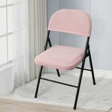 Juego de fundas para asiento y respaldo de sillas de comedor plegables, color liso, jacquard elástico, para decoración del hogar - Rosa - Ver 3