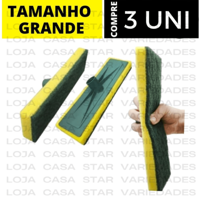 kit 3 Rodo abrasivo lava azulejo esponja piso esfregao  limpeza pesada rodo esfregões limpa chão manual mop sem cabo PROMOÇÃO