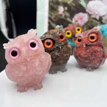 1pc Resin Mold Natural Crystal Chip Stone Handcrafted Owl Resin Figurines Collectibles Of Colorful Owl Gifts And Desktop Decoration For Home Interior Space And Reiki Animal Sculpture Shelf Accents Ornament For Home Office Decor Purple Home Decor