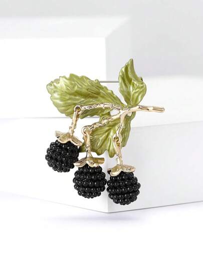 Fashionable Enamel Blackberry Pendant Brooch For Women Men Plant Pin Dress Suit Pin Accessories Gift