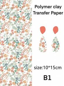 Boho Style Flower Clay Transfer Paper Flower Marble Transfer For Polymer Clay, Magic Transfer Paper For Polymer Clay Jewelry Earring Making Stickers