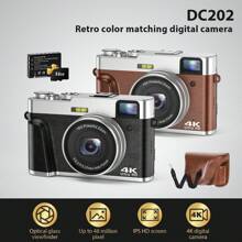 STUOGYUM STUOGYUM 4K Digital Camera, 48MP Vlogging Camera , 16X Digital Zoom, Auto Focus, Anti-Shake Video Camera With Viewfinder Flash & Vlog Livestream Webcam , 2.8inch Large Screen Photography Travel Selfie Camera DC202 With 32G TF Card And One Large 1050mAH Battery Household Professional Camera Suitable For Gifts. (Black/Brown)