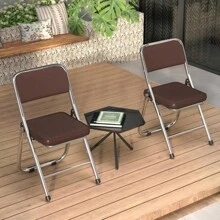 Ensemble de 4 chaises pliantes confortables, chaises pliantes de cuisine, chaise visiteur avec chaises de salle à manger pliantes rembourrées, adaptées à la cuisine, à l'intérieur, à l'extérieur, à la salle de conférence - Tabac - Voir 4