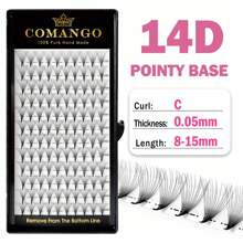 CoMango 120/240片 0.05/0.07mm 扇形預製假睫毛 3D 6D 10D 12D 14D 16D 尖頭假睫毛 柔軟俄式濃密仿貂毛假睫毛 睫毛簇 單片假睫毛 - C - 查看 27