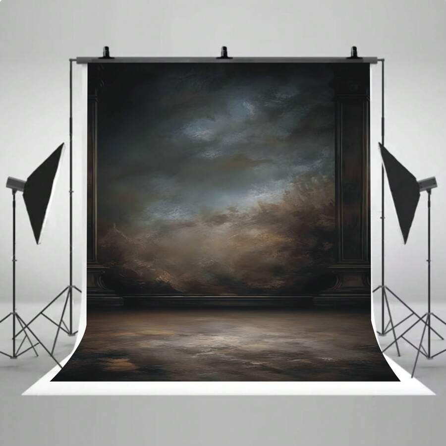 黑色抽象摄影背景布,装饰性人像摄影背景,拍照道具,人像摄影背景布,乙烯基材质 - A款 - 查看 1