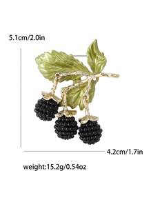 时尚珐琅黑莓吊坠胸针 女士 男士 植物别针 西装别针 配饰 礼物 - Blackberry Pendant Brooch - 查看 17