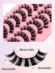 Rikuaild 10 pares de pestañas postizas rusas con efecto volumen, rizado D, aspecto natural y dramático, con un look esponjoso y deshilachado - Pestañas Cruzadas - Ver 5