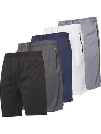 夏季运动连体男式运动跑步短裤，篮球健身运动短裤，带拉链口袋