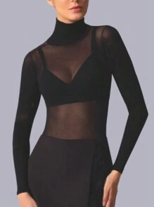Second Skin Long Sleeve High Neck Yarn 40 Selene 9900 - màu đen - Xem 2