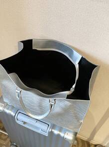 Fashionable Snake Skin Pattern All-Season Travel & Shopping Tote Bag, Extra Large Handbag - Silver - View 8