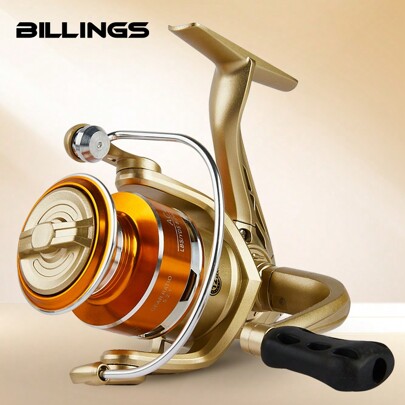 BILLINGS Spinning-Angelrolle, 5,2:1 Übersetzungsverhältnis für Süßwasser-Angelrollen, 10 kg maximale Bremskraft, leistungsstarke Salzwasser-Angelrolle mit Metallspule, klappbarer Bügel, rechts- und linkshändiger Griff austauschbar