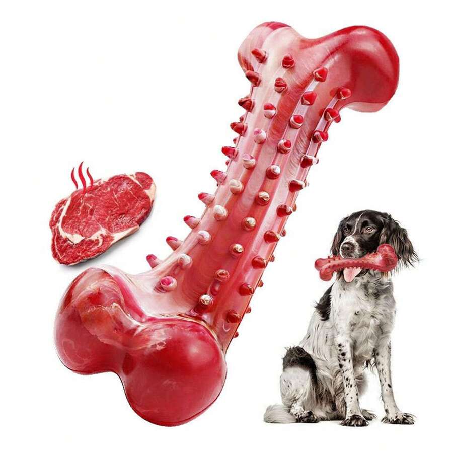 1pc Pet Toy Rubber Chew Toothbrush Resistant Dog Teething Stick Simulated Dog Bone Toy - Multicolor - View 1