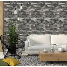 1 张 3D 砖纹壁纸复古 PET 防水自粘墙贴墙纸适用于客厅厨房卧室墙壁装饰 DIY 家居艺术装饰 70*100 厘米 - 黑色 - 查看 9