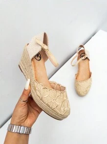 Women's Wedge Espadrilles, With High Platform, New Spring 2025 Collection, With A Very Cute Flower Design For Women, Estimated Delivery 1-3 Business Days (Peninsula) - 米色 - 查看 6