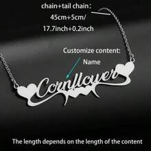 1 buc. Colier elegant personalizat cu nume de font englezesc cu accente de inimă - oțel inoxidabil, ideal pentru ziua mamei, Valentine's, zile de naștere, aniversari, cadouri de absolvire și de Crăciun (doar nume în engleză), colier cu scrisori