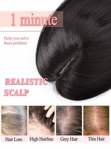 12 英寸黑色发饰 女士长层发饰 合成假发 带刘海的假发 适合稀疏头发的女性 带亮点的纤维假发 女士发夹式刘海假发 适合女孩节日发型 - 彩色 - 查看 6