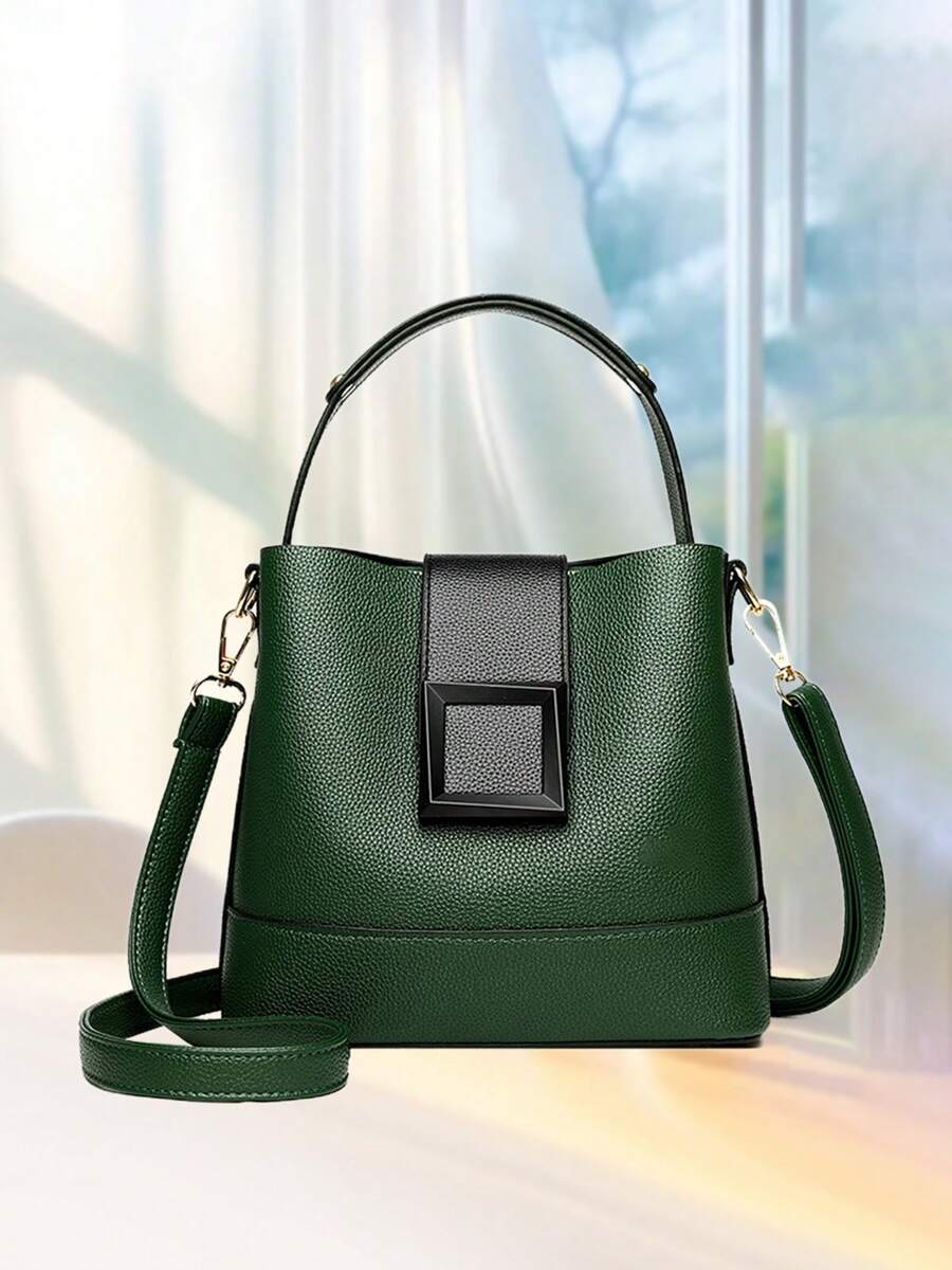 Women's Fashion Bucket Bag Aesthetic Shoulder Bag Elegant Handbag Retro Exquisite Crossbody Bag Suitable For Daily Use - Green - View 1