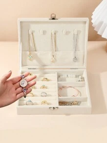 1pc Large Capacity 2-Layer Jewelry Box, Bathroom Storage Box, Containers, Jewelry Organizer, Cabinet Storage Box, Jewelry Box For Necklaces, Earrings, Bracelets, Rings, Elegant French Style, Gold Jewelry Box, Luxurious Multi-Layer Lockable Jewelry Storage Box, Anti-Oxidation Bracelet, Earring, Necklace Jewelry Box, Multi-Compartment Multi-Layer Ring, Bracelet, Pendant Jewelry Organizer, Jewelry Carrying Case - Multicolor - View 8