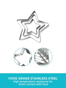 Stainless Steel Star Shaped Cookie Mold, 5pcs Stainless Steel Cookie Cutter Mold, Hand Press Biscuit Mold, Fruit/Vegetable Cutting Mold, Dumpling Press DIY Kitchen Tool, Suitable For Children's Day, Wedding, Birthdays, New Year, Halloween, Christmas, Easter, Valentine's Day, Thanksgiving Celebrations, And Other Festive Parties-Children's Day, Halloween Or Christmas Party