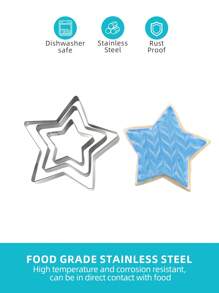 Stainless Steel Star Shaped Cookie Mold, 5pcs Stainless Steel Cookie Cutter Mold, Hand Press Biscuit Mold, Fruit/Vegetable Cutting Mold, Dumpling Press DIY Kitchen Tool, Suitable For Children's Day, Wedding, Birthdays, New Year, Halloween, Christmas, Easter, Valentine's Day, Thanksgiving Celebrations, And Other Festive Parties-Children's Day, Halloween Or Christmas Party