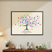 1 Stück Leinwand Kreative Fingerabdruck DIY Finger Malerei Poster Hochzeit Party Firmen Jahrestreffen Personalisierte Fingerabdruck Check-In Baum Bilder, Freunde und Freunde Check-In Fingerabdruck Erinnerungsposter, Erhöht den Spaß, Dekorative Malerei, Wohnzimmer, Schlafzimmer, Dekorativer Poster, Unvergesslich, Bedeutungsvoll, Wohnzimmer Schlafzimmer Dekoration Hängendes Bild Luxus Wandbehang, Rahmenlos, Grafik Muster