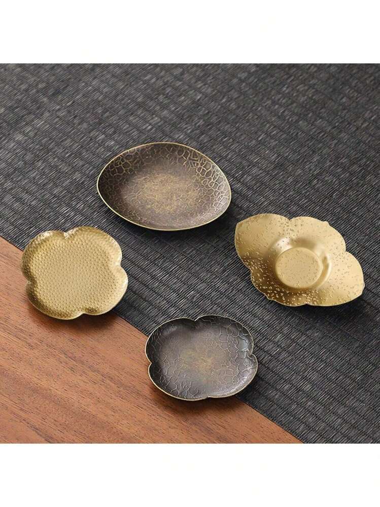 1pc Brass Cup Mat, Suitable For Gongfu Tea Ceremony, Tea Cup Holder, Heat-Resistant Metal Tea Set Accessory - Multicolor - View 4